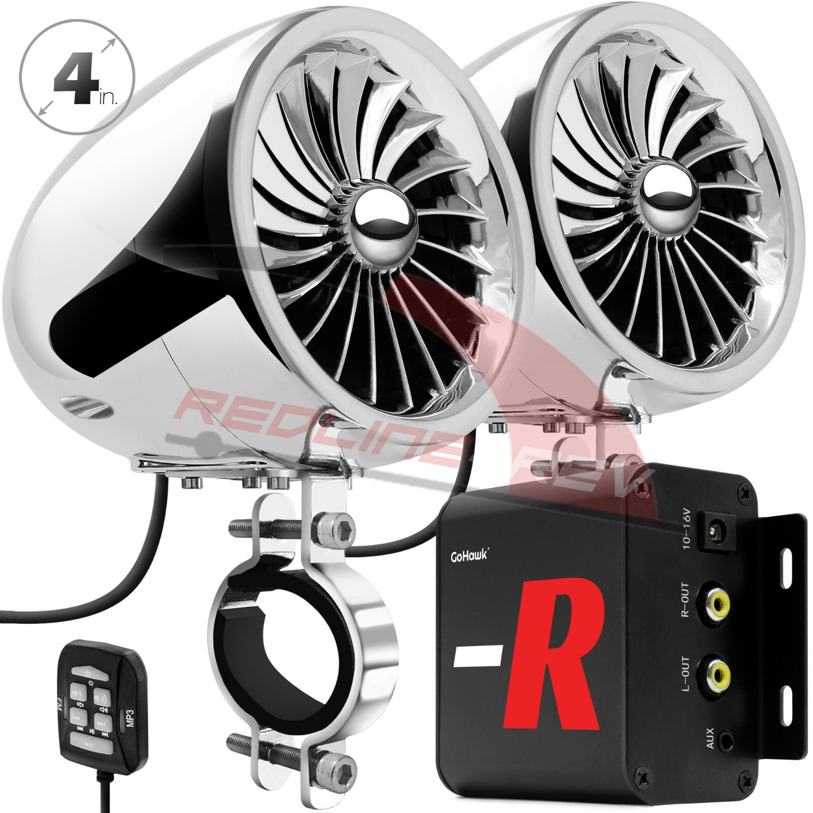 Waterproof Bluetooth Motorcycle Stereo Speaker Amplifier System MP3 FM Radio AUX