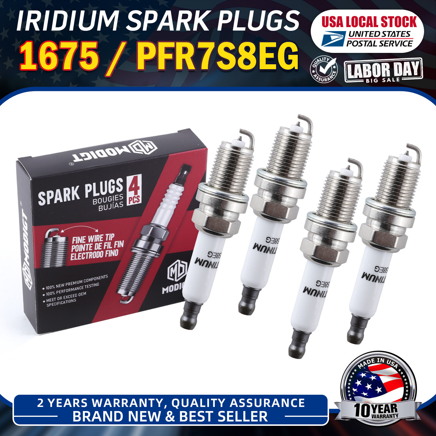 Set of 4 Premium 1675 / PFR7S8EG Iridium Spark Plugs Kit – New And High Quality