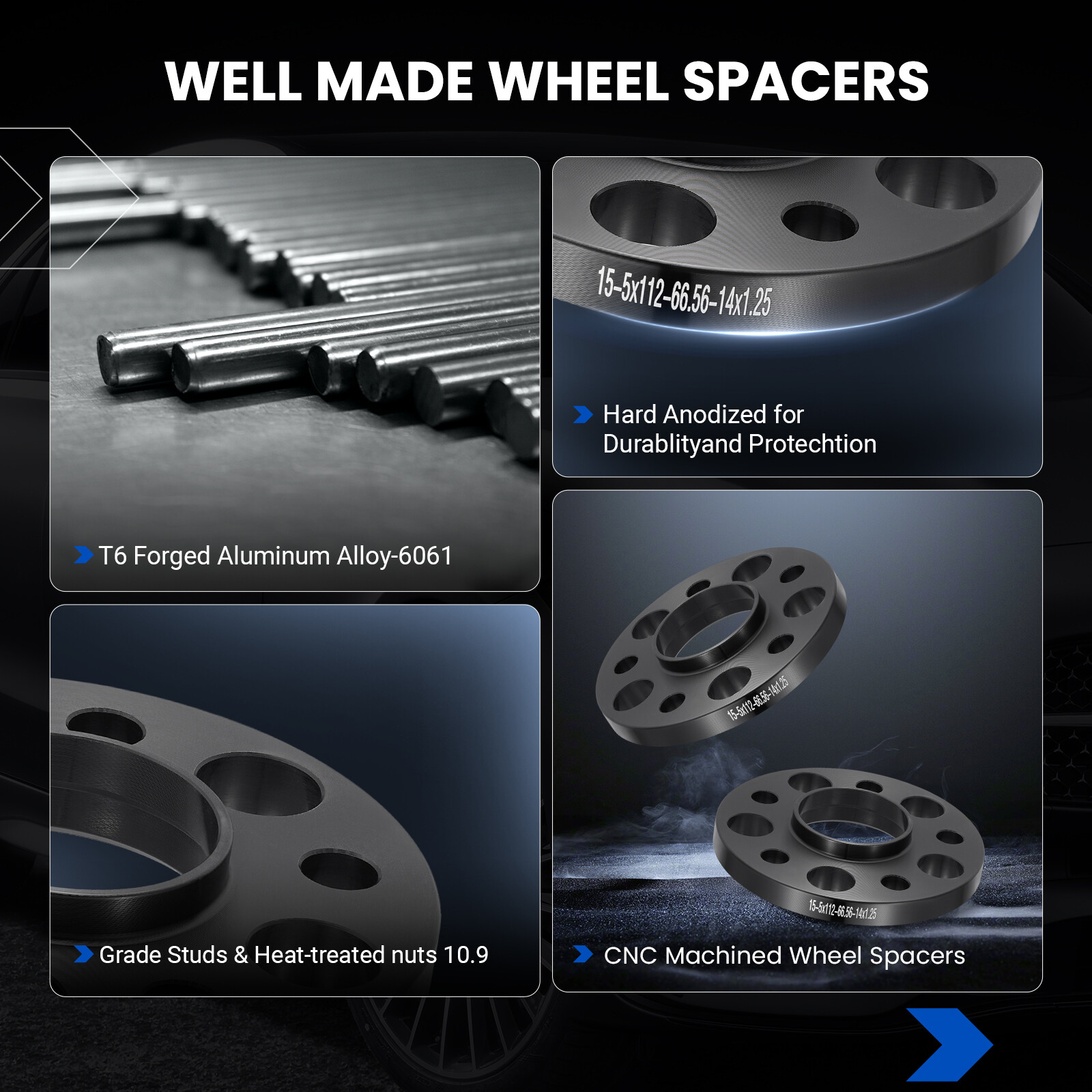 4pc 12 MM & 15 MM 5×112 wheel Spacers HubCentric 66.56mm For G20 G30 Mini Cooper
