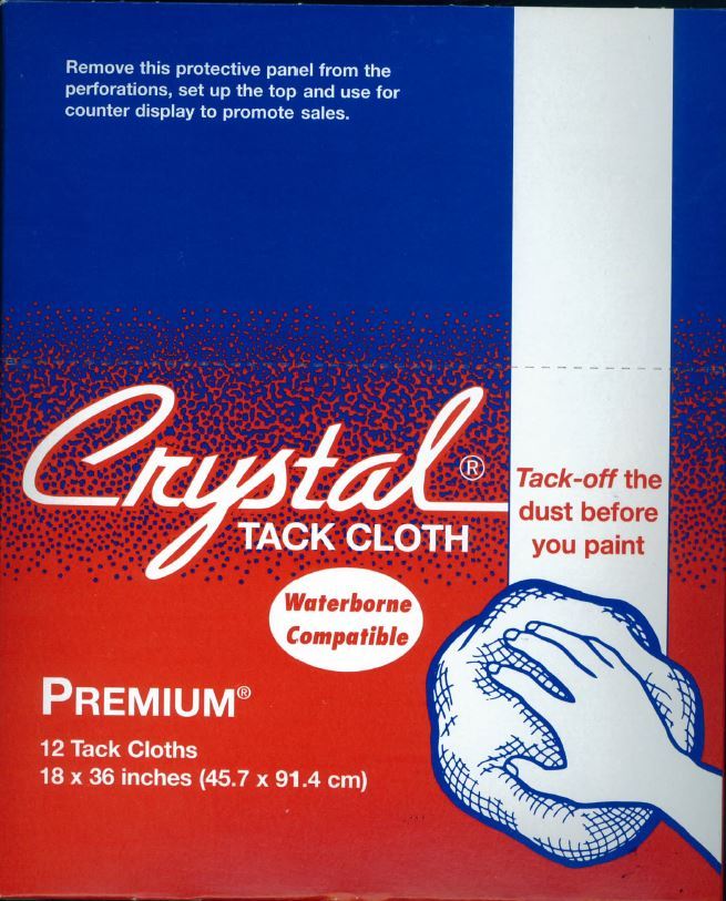 Crystal Brand 18″ x 36″ Premium Tack Cloths, 12 Cloths Per Box