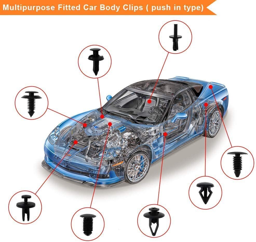 801PCS Car Retainer Clips Auto Fasteners Push Trim Clips Pin Rivet Bumper Kit US