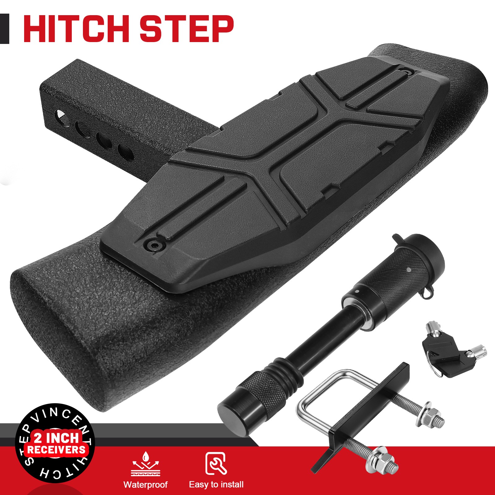 FOR 2″ Hitch Receiver Universal Trailer Hitch Step Fit for Trucks SUV Car Van