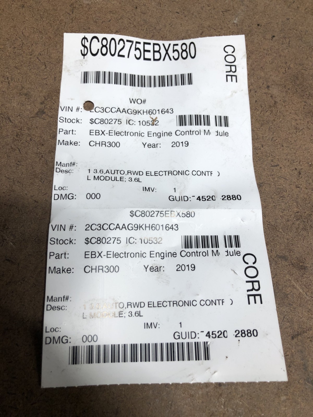 2019 Chrysler 300 Engine Control Module Computer Ecm 68330904aa Ecu