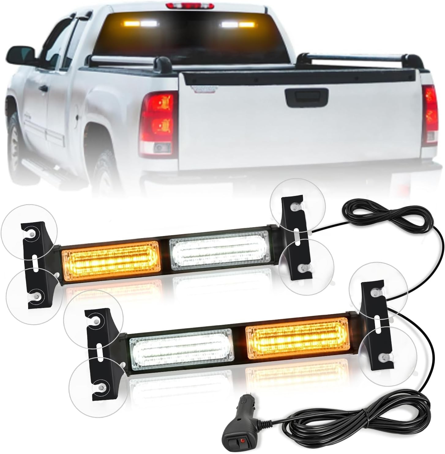 40LED Emergency Strobe Traffic Advisor Light Bar Front/Rear Windshield For Truck