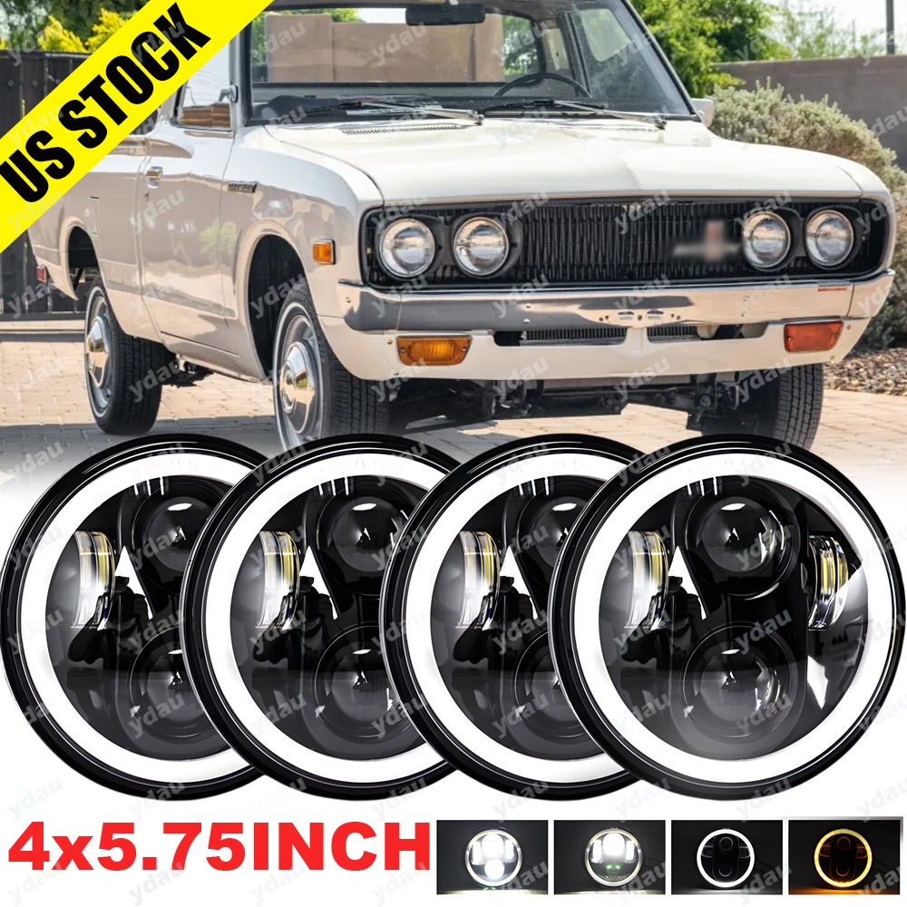 4PC 5 3/4″ 5.75 INCH Round LED Headlights HI/LO Beam fit Datsun 620 Pickup 72-74