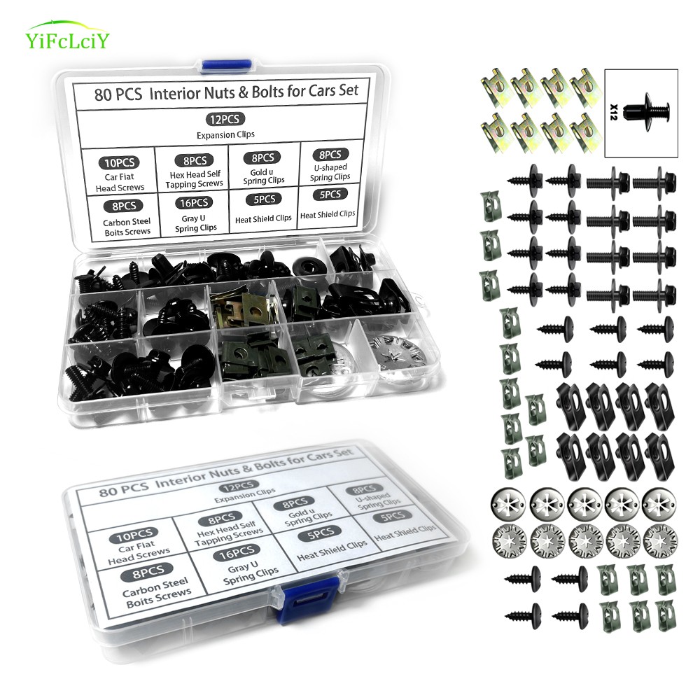 80pcs For Audi Body Bolts U-nut Clips Engine Under Cover Splash Shield Guard