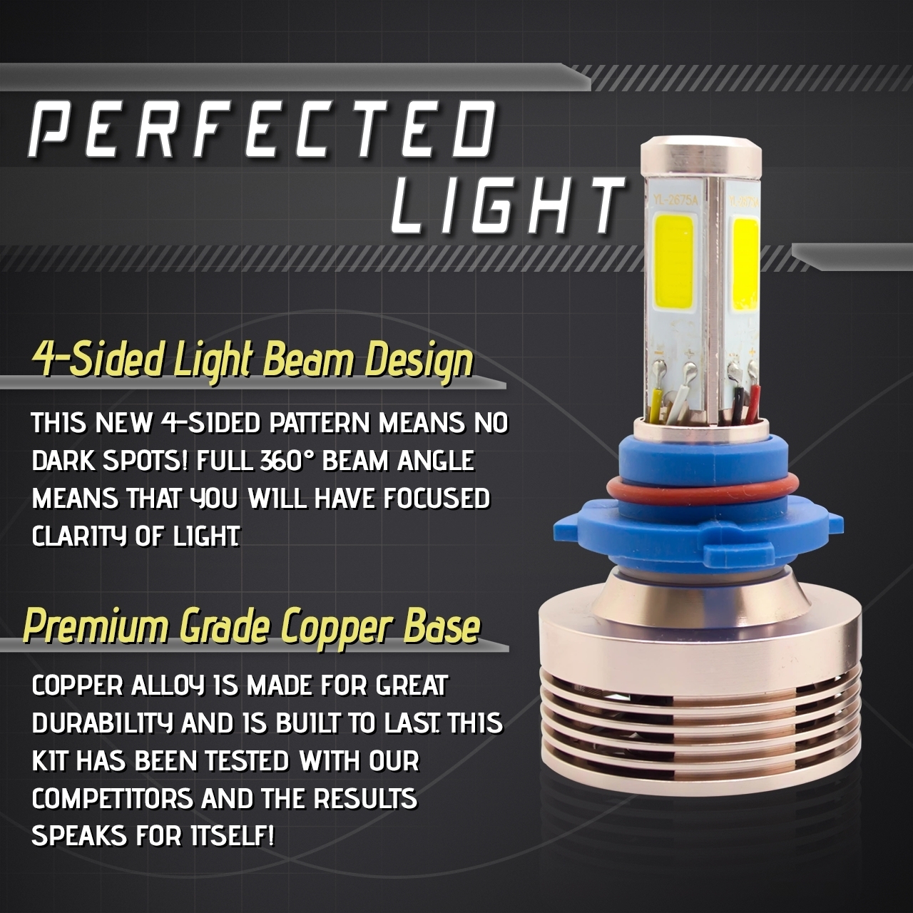 120W 12000LM LED 360 4-Sided Conversion Kit 6000K Headlight Bulbs – 9006 HB4 (C)