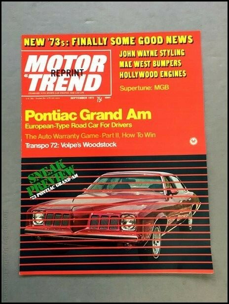 1973 Pontiac Grand Am Original Road Test Car Brochure Folder – Motor Trend