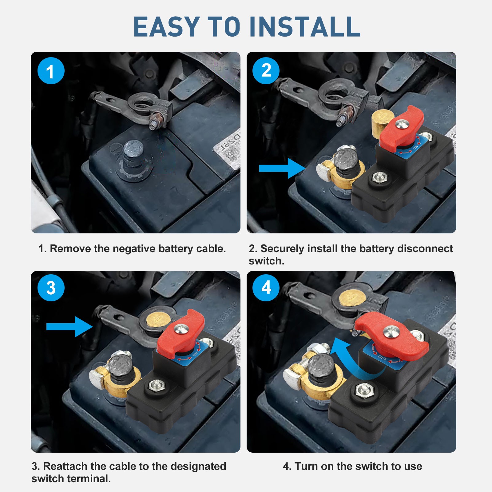 Universal Battery Disconnect Switch 12V & 24V Cut Off Isolator For Cars RV 2PCS