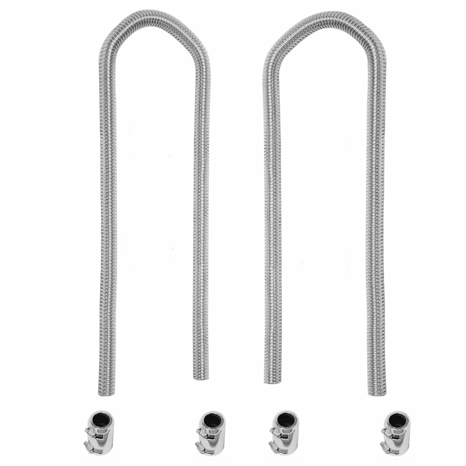 44″ Chrome Stainless Steel Universal Flexible Heater Radiator Hose Caps Kit Set