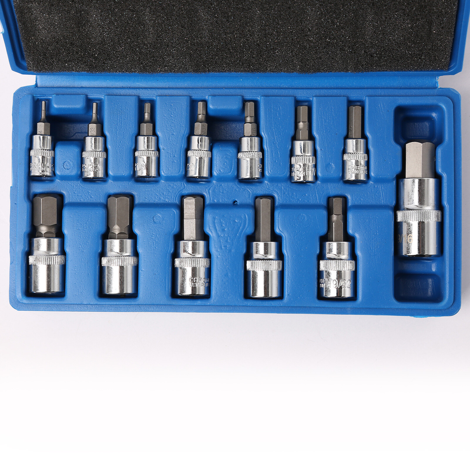 NEW 13pc Allen Key Ratchet Wrench 1/4″ 3/8″ 1/2″ Drive SAE Hex Bit Socket Set