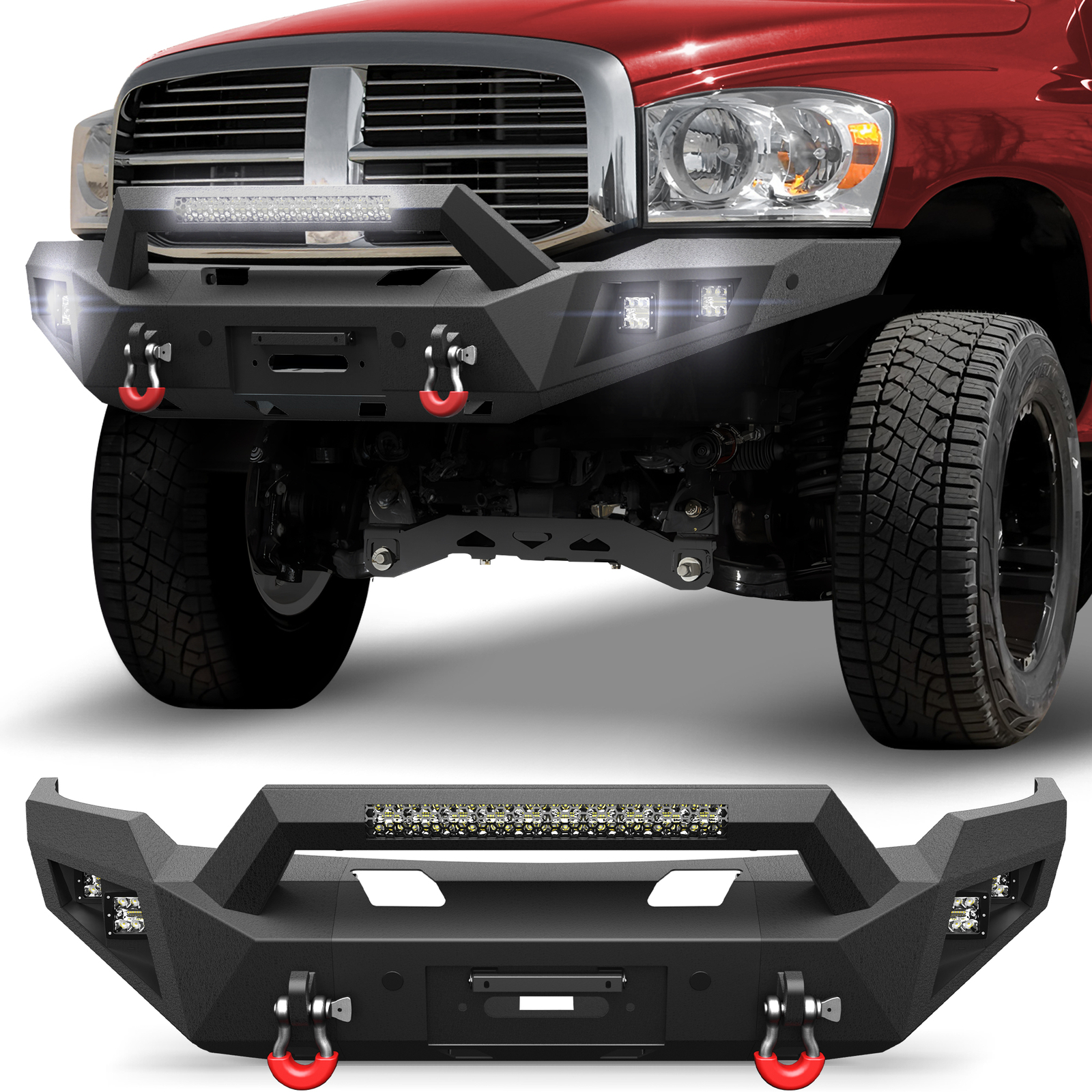 For Dodge Ram 1500 2006-2007-2008 Front / Rear Bumper W/Winch Plate & LED Lights