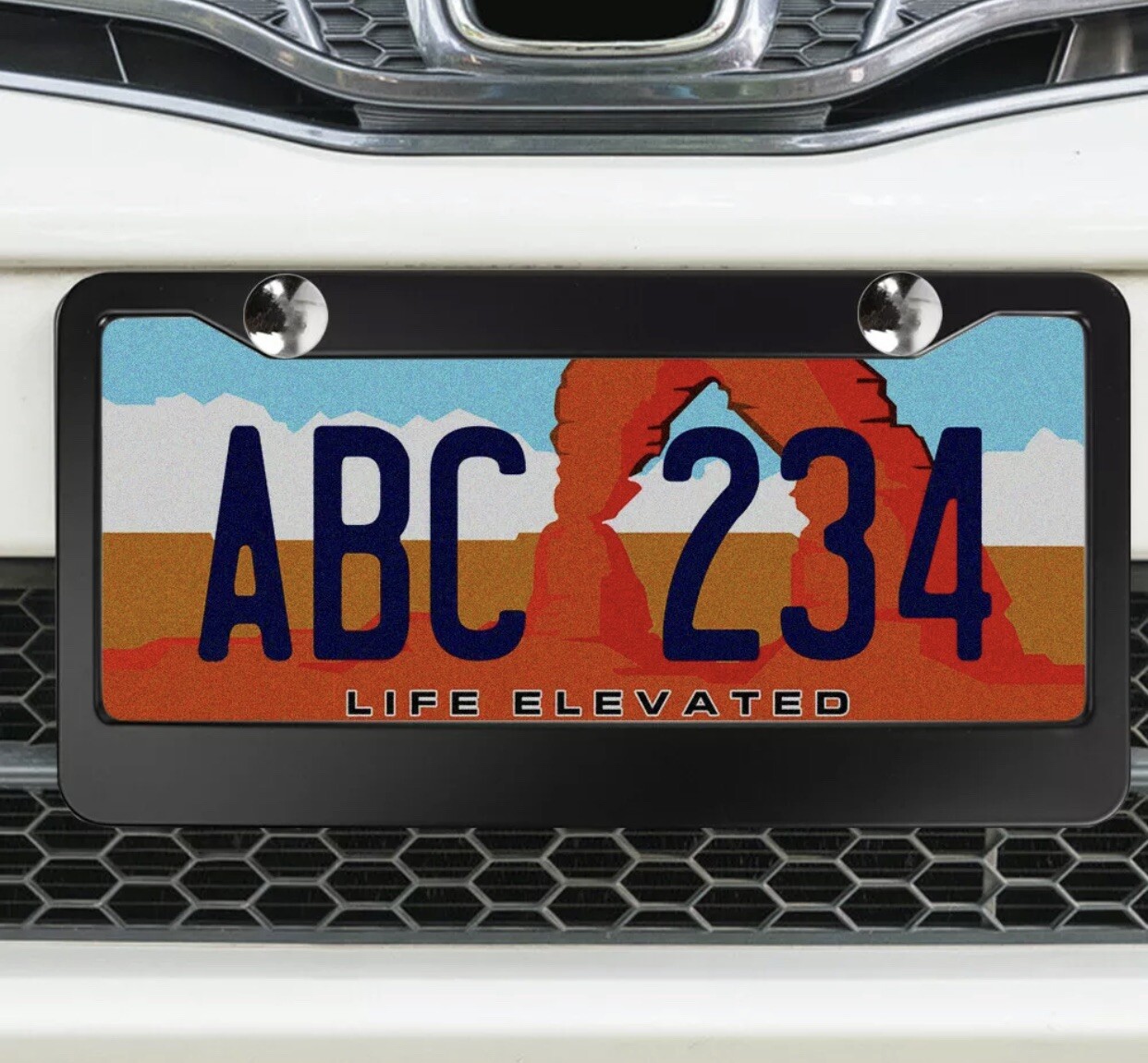 2Pcs Black Metal License Plate Frame Tag Cover Screw Caps Stainless Steel New