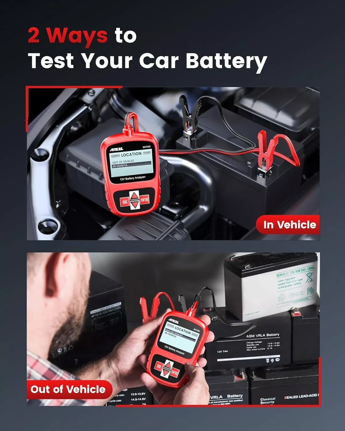 ANCEL BST200 Car Battery Tester Bad Cell Load Test Digital Analyzer Tester Tool