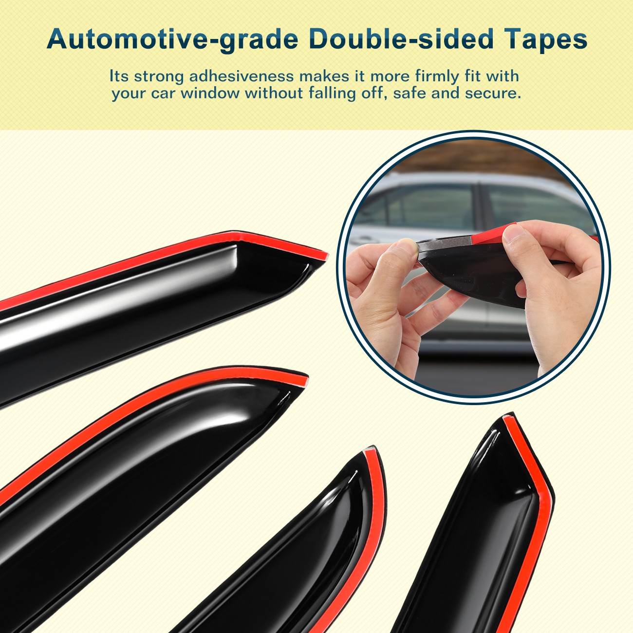 For 2009-2018 Dodge Ram 1500 Crew Cab Window Visor Vent Rain Guards Tape-on