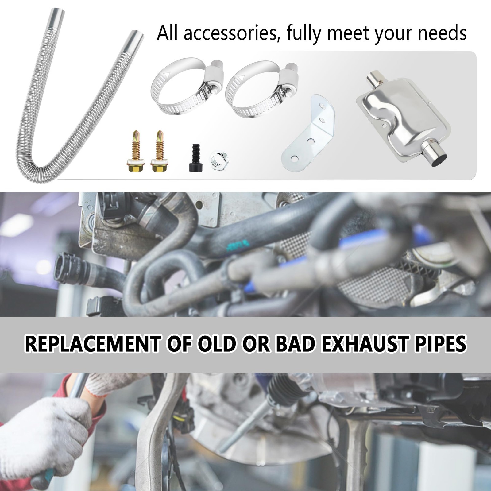 25mm/0.98″ Diesel Heater Exhaust Pipe with Silencer Muffler,Stainless Steel Pipe