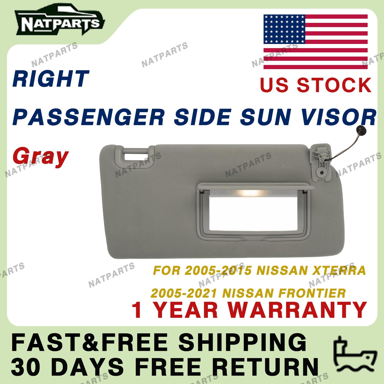 Right Passenger Sun Visor for Nissan 05-21Frontier 05-15Xterra 96400- EA002