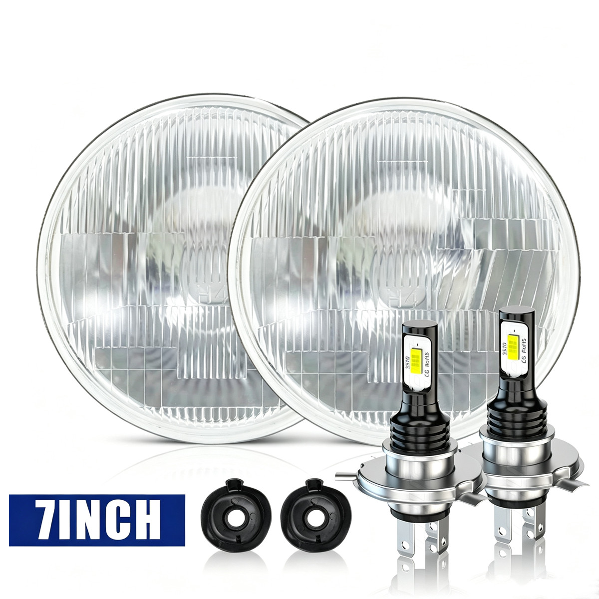 Pair 7” Inch LED Headlights Hi/Lo Beam FIT Ford F100 F250 F350 Pickup 1953-1977