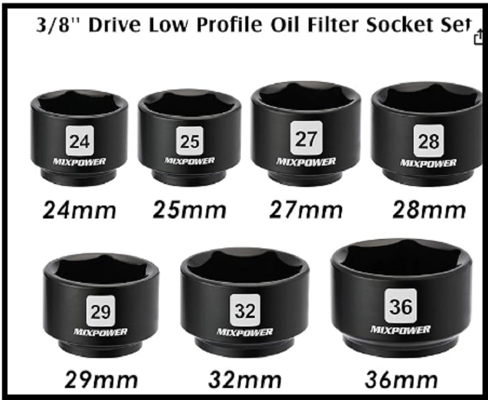 MIXPOWER 7 Pieces 3/8″ Drive Low Profile Oil Filter Socket Set, 24mm, 25mm, Oil