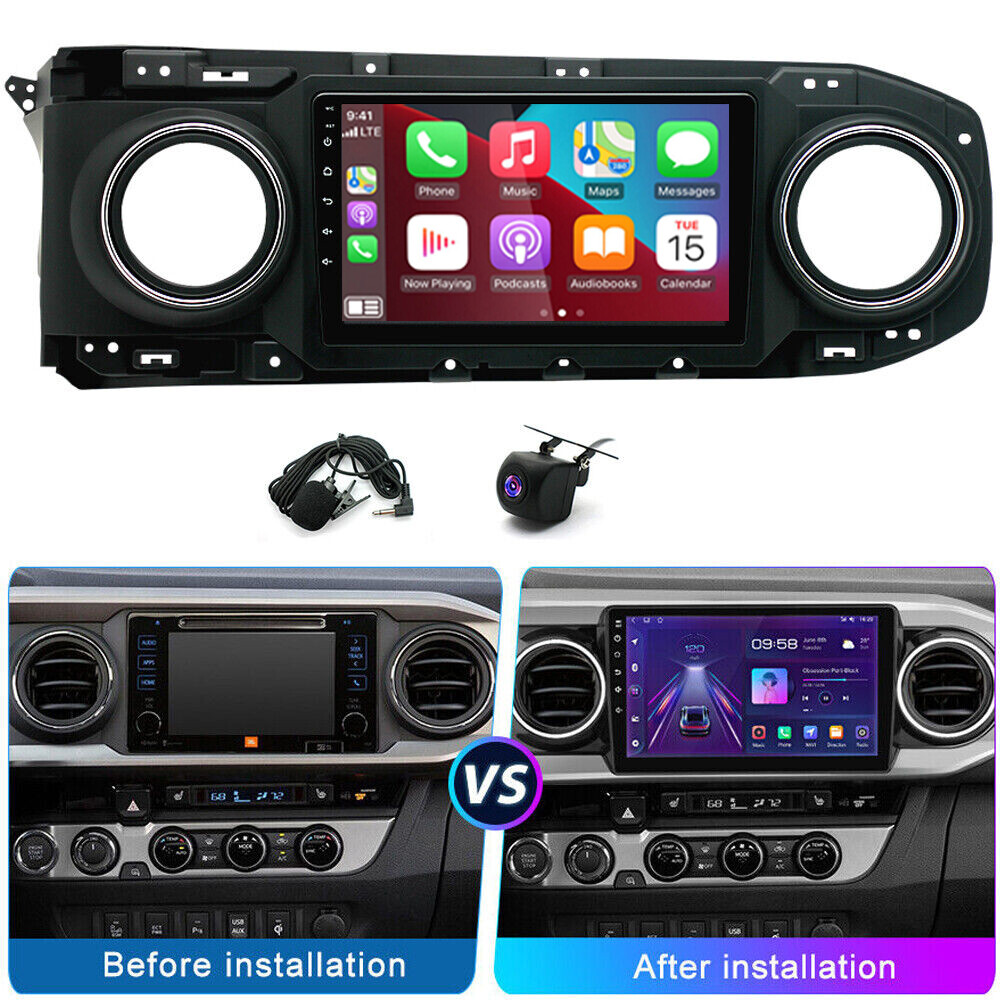Android 15 CarPlay Car Radio Stereo Head Unit GPS BT For Toyota Tacoma 2016-2021