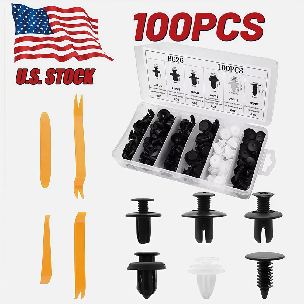 ✅NEW✅ 100Pcs Bumper Clips Fender TRIM Car Auto Push Pin Rivet Fastener Panel US