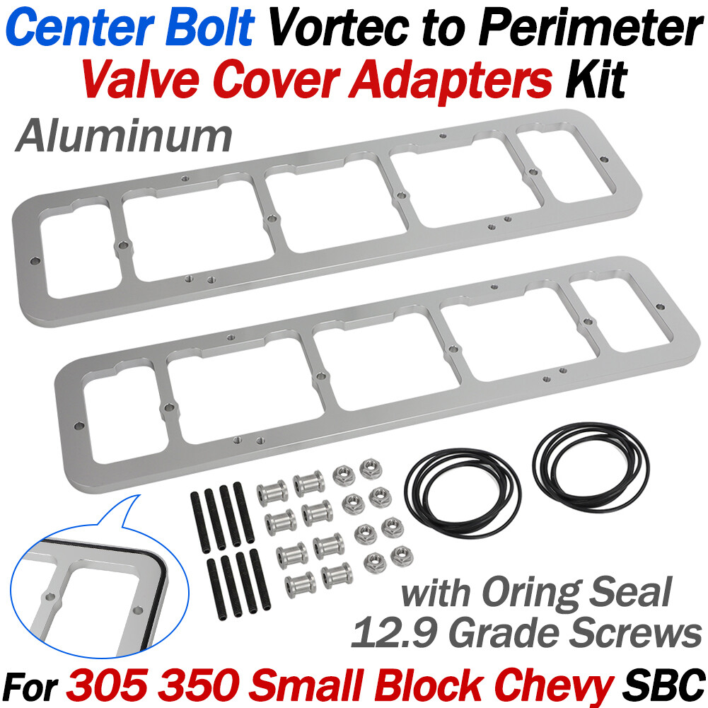 Center Bolt Head Vortec to Perimeter Valve Cover Adapters for 305 350 SBC Chevy
