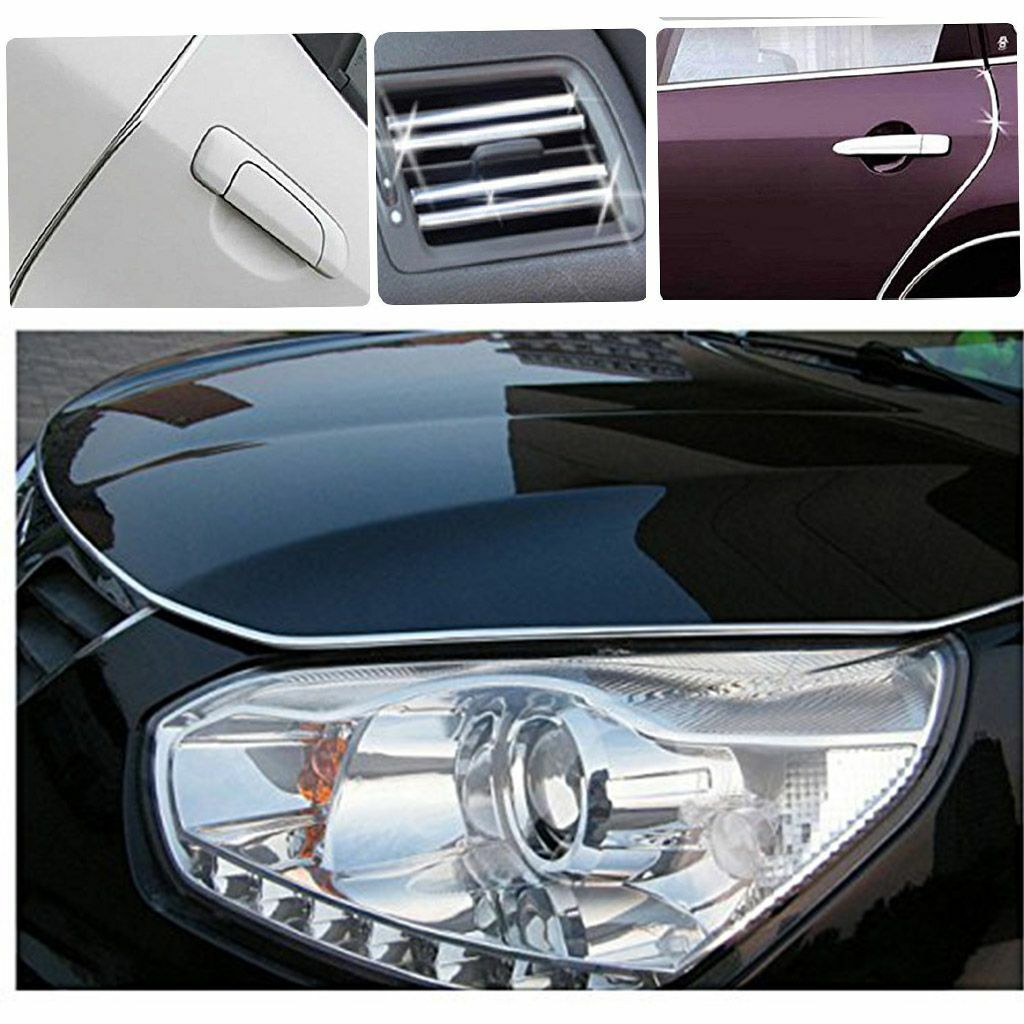 20FT Long Silver Chrome Car Door Edge Guard Molding Trim Protectors Strip Cover