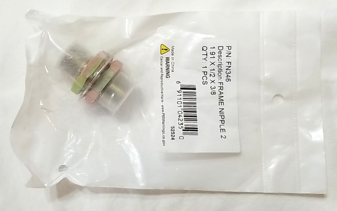 FN346 1.91″ Straight Brass Frame Nipple 1.91 X 1/2 X 3/8
