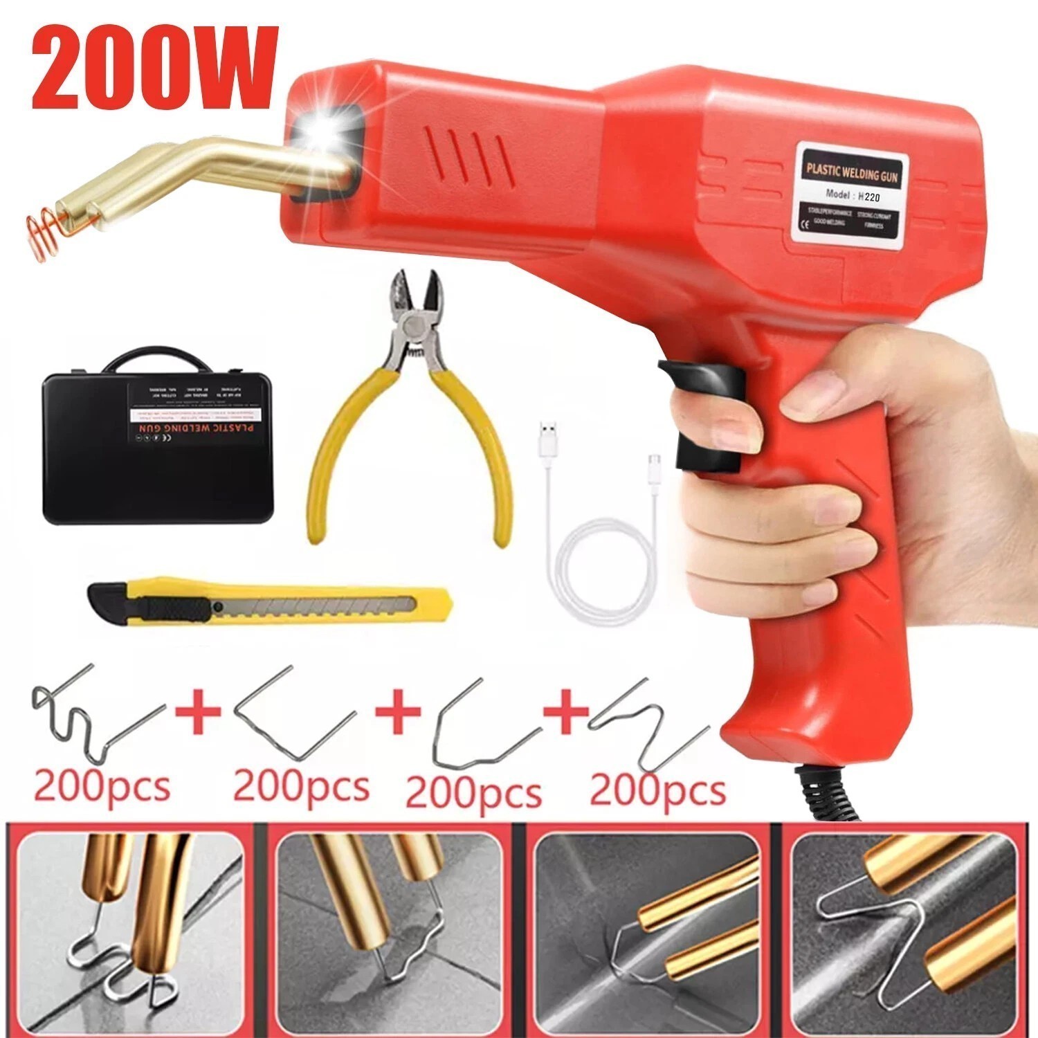 Plastic Welder Kit Bumper Repair 1000 Staples Hot Stapler Welding Gun Repair Kit