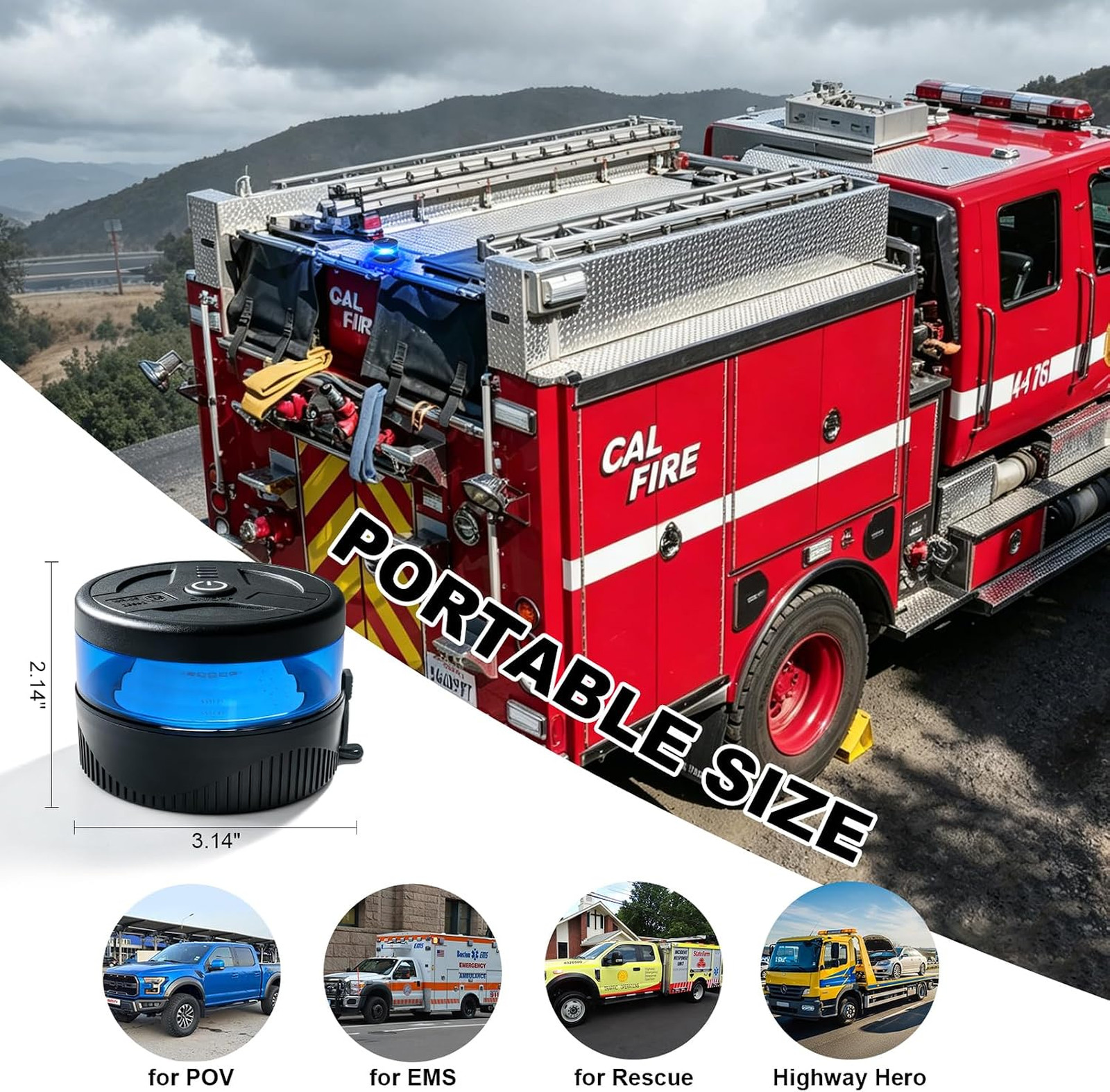 Magnetic Wireless Beacon Light USB C Rechargeable IP67 Waterproof Emergency