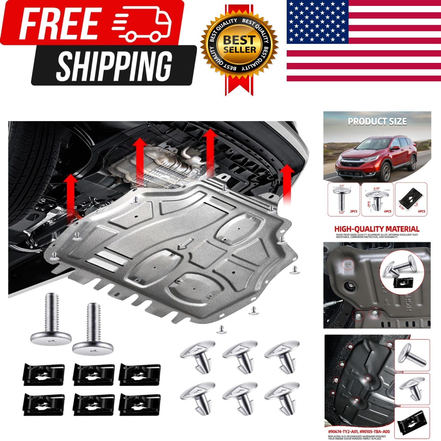 14PCS Engine Splash Shield Hardware Kit, Lower Cover Pin Screws and Clips, 90…