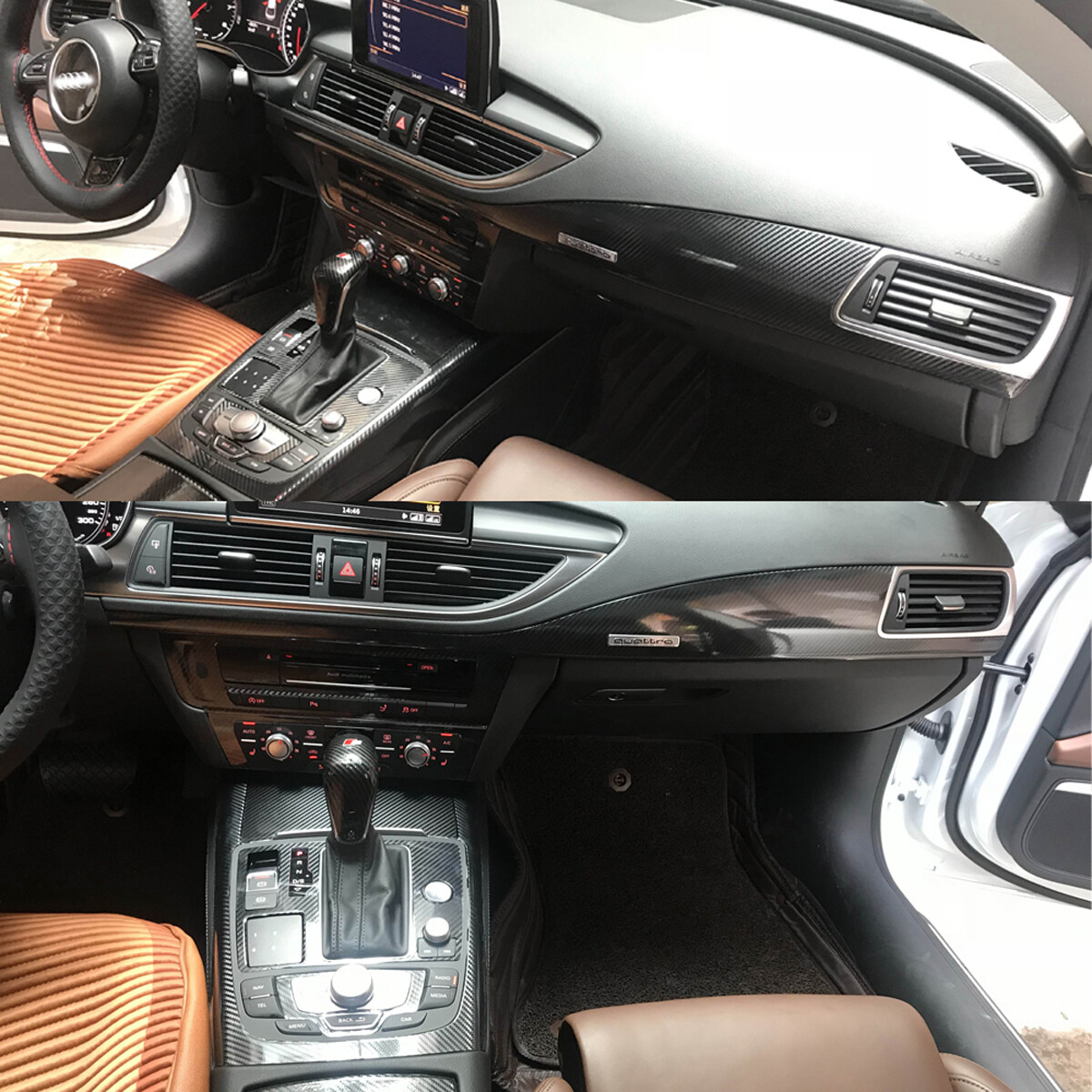 For Audi A7 2011-2018 4GB 5D Carbon Fiber black Pattern Interior DIY Trim Decals