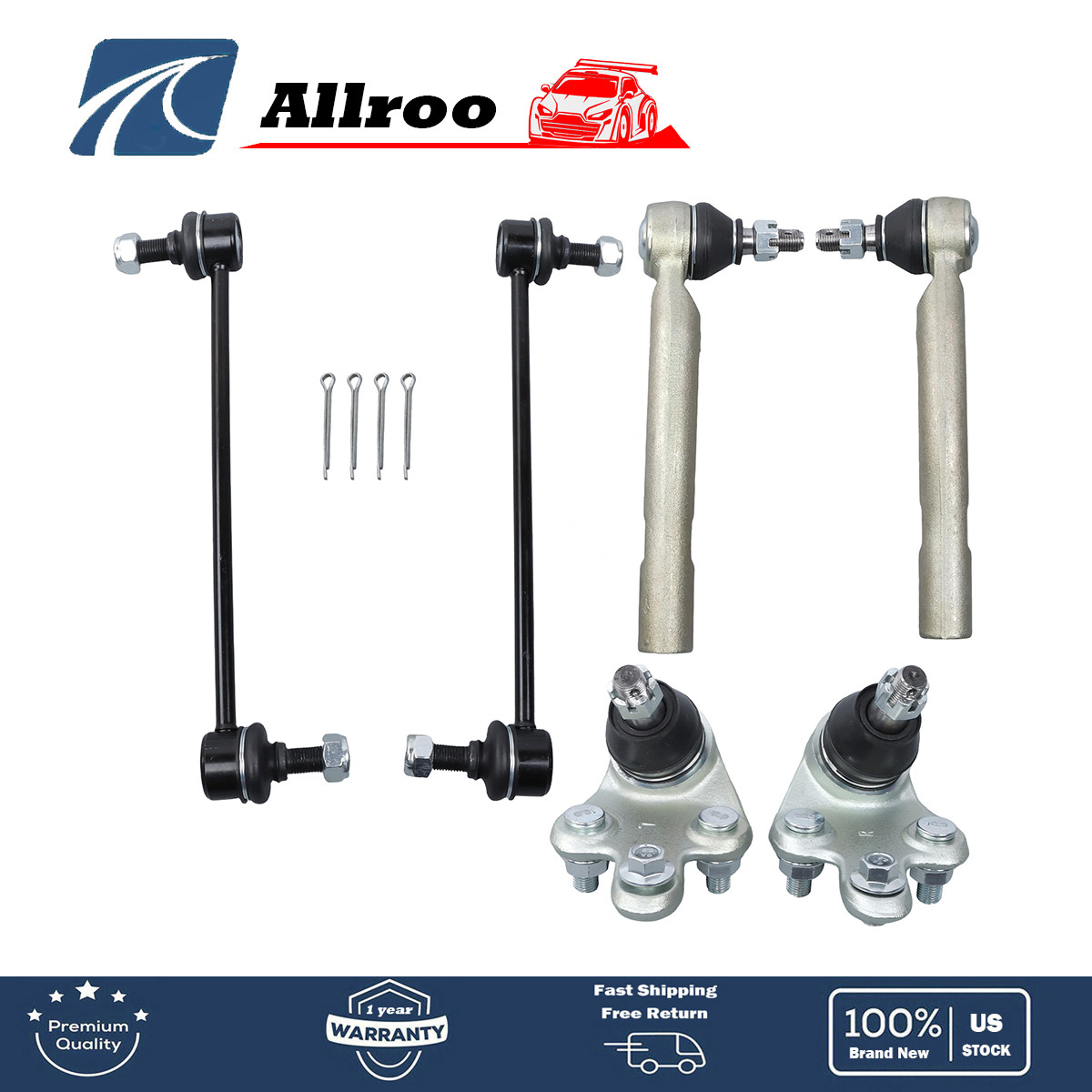 Front Outer Tie Rods Ball Joint Sway Bar 6pc For Lexus RX350 RX450h Toyota Venza
