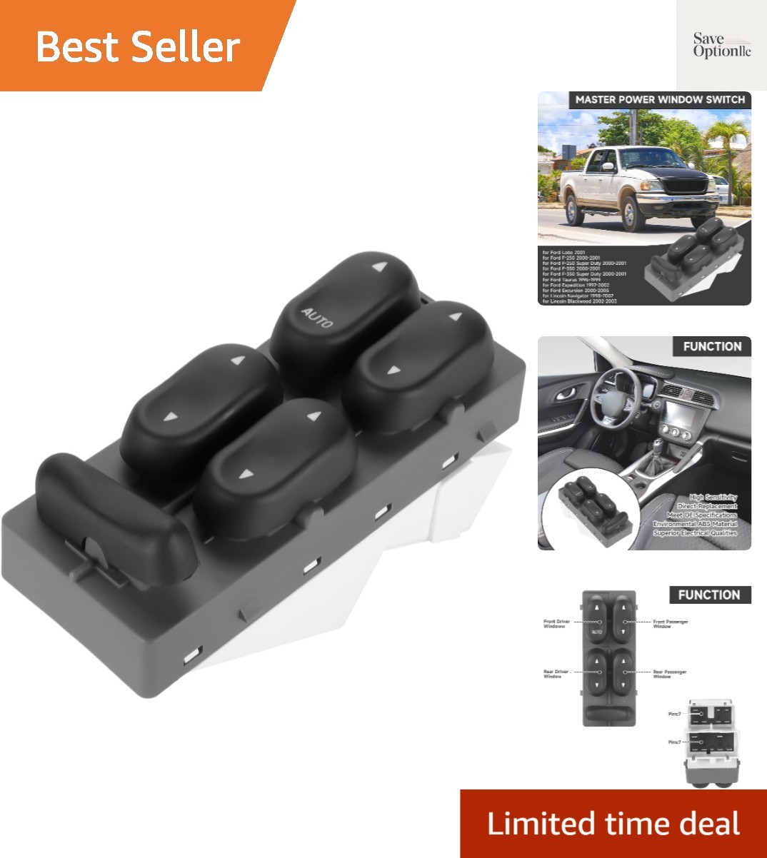 Front Left Driver Side Master Power Window Switch – Compatible for Lincoln Na…
