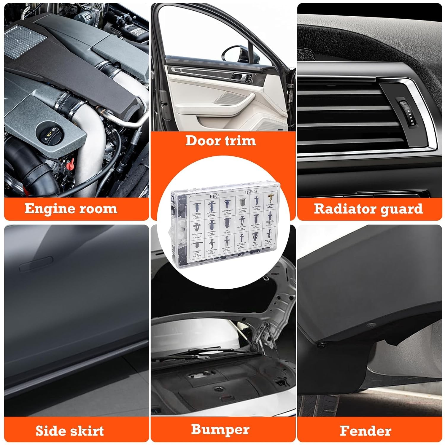420PCS Car Push Retainer Clips & Auto Fasteners Assortment w/ Fasteners Remover