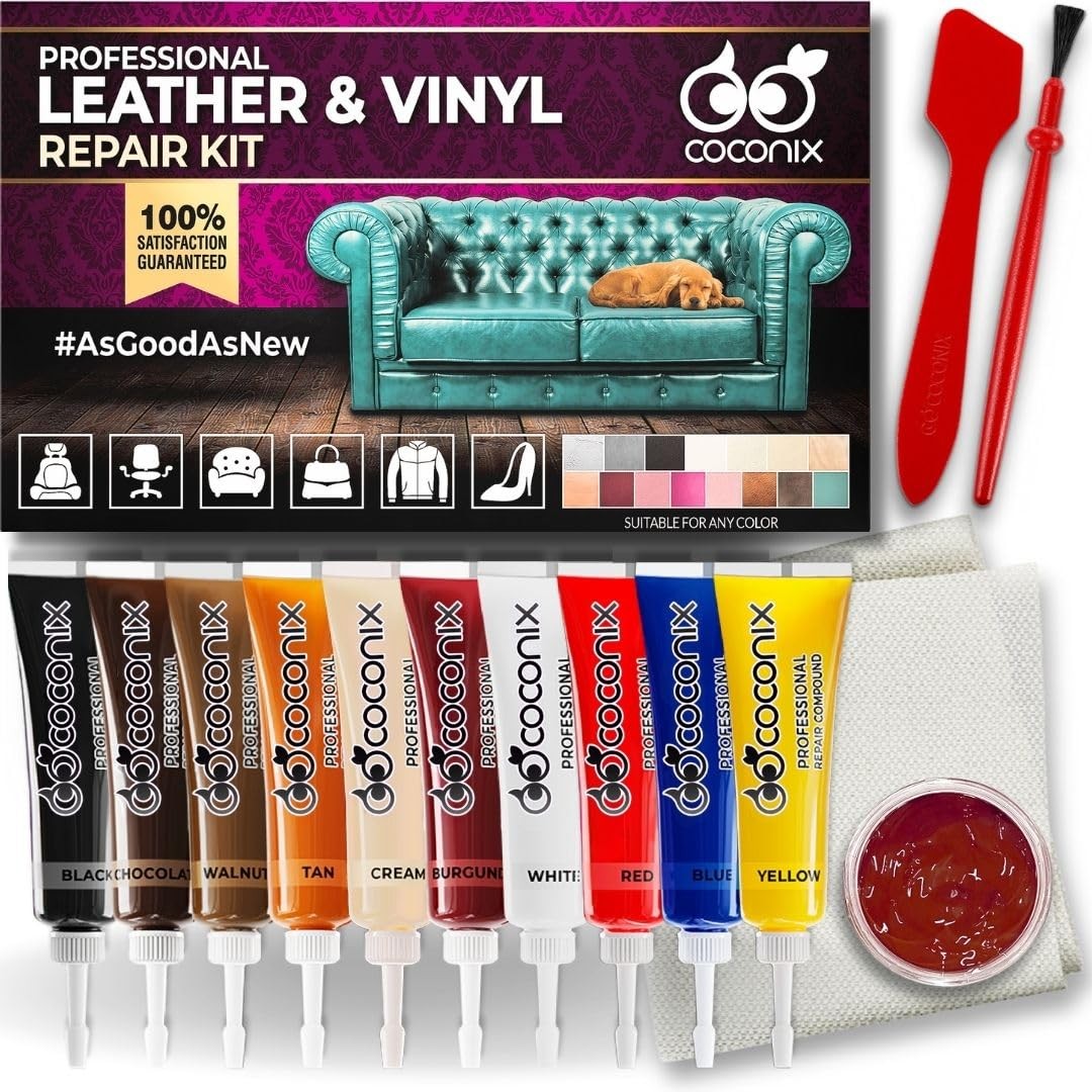 Coconix Leather & Vinyl Repair Kit | Fix Tears, Holes, Scratches, Multi-color