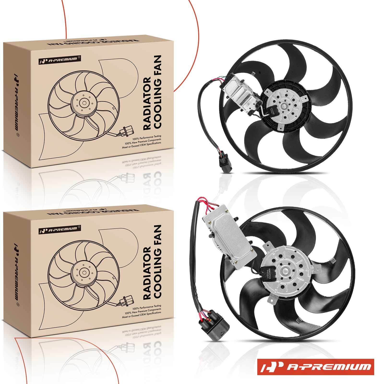 2 Radiator Cooling Fan Assembly for Audi Q7 09-13 VW Touareg 09-10 V6 3.0L 3.6L