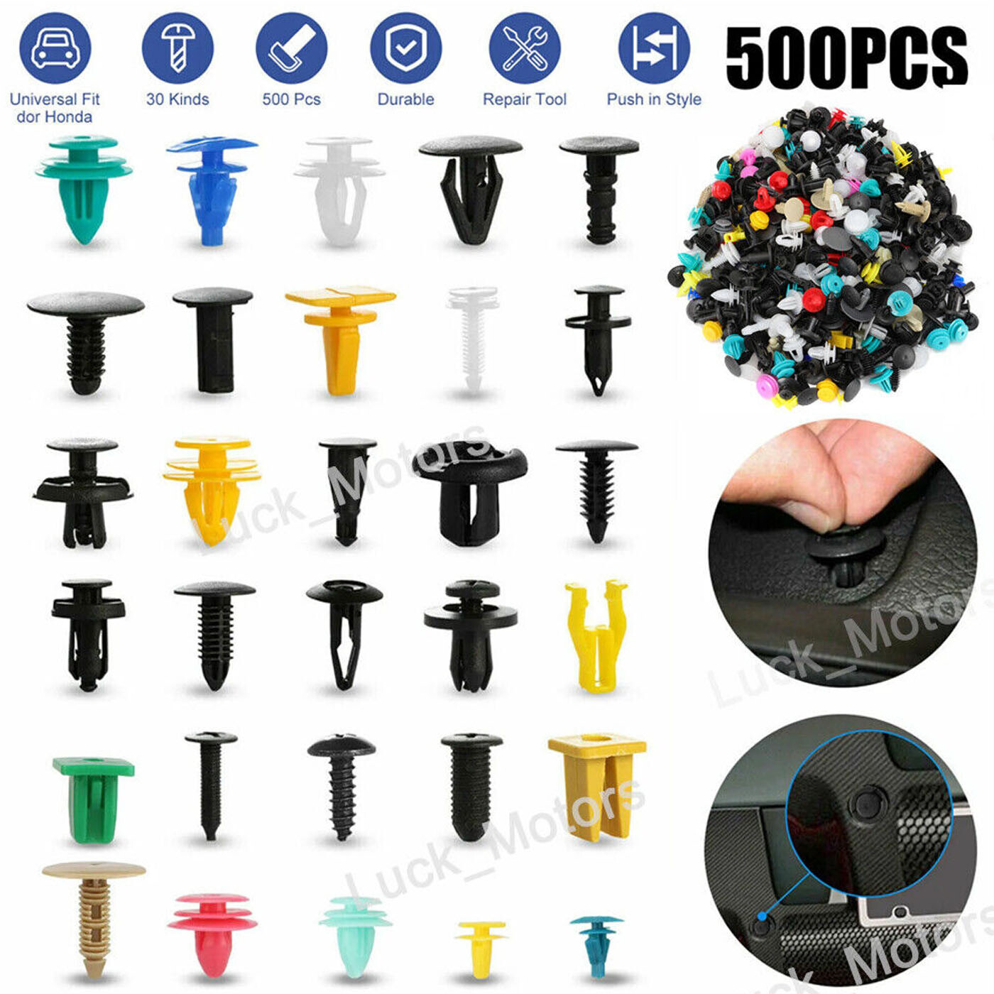500PCS Mixed Auto Door Panel Clips Fixing Fastener Car Interior Trim Rivet