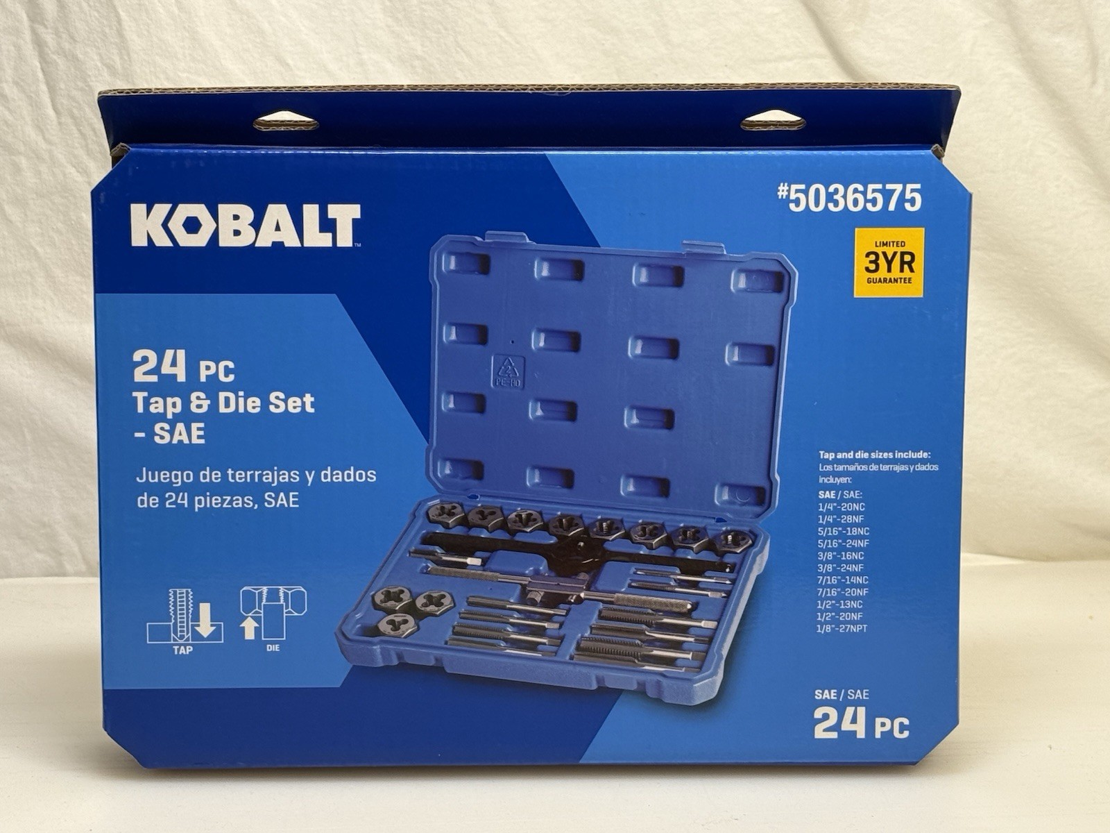 Kobalt 24pc Tap and Die Set #5036575 SAE New In Package