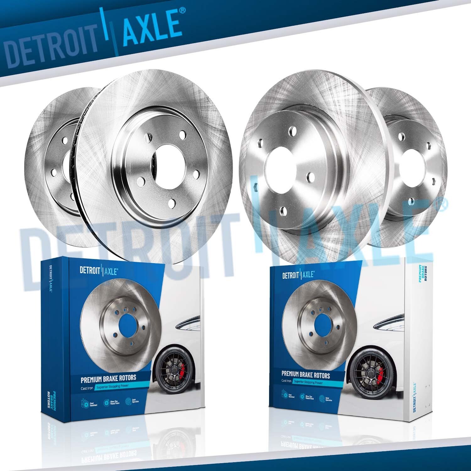 Front Rear Solid Disc Brake Rotors for 1995 1996 1997 1998 1999 Toyota Avalon