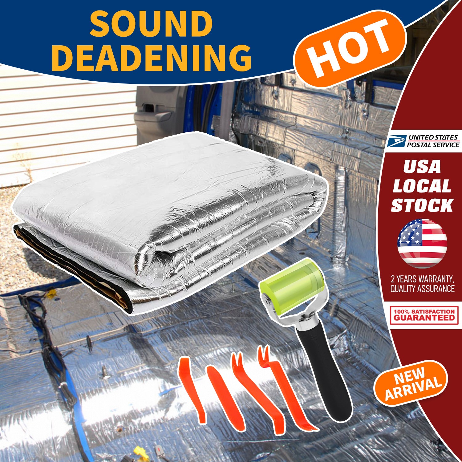 26sq.ft Self-adhesive Fireproof Sound Deadener Heat Insulation Mat 5mm new