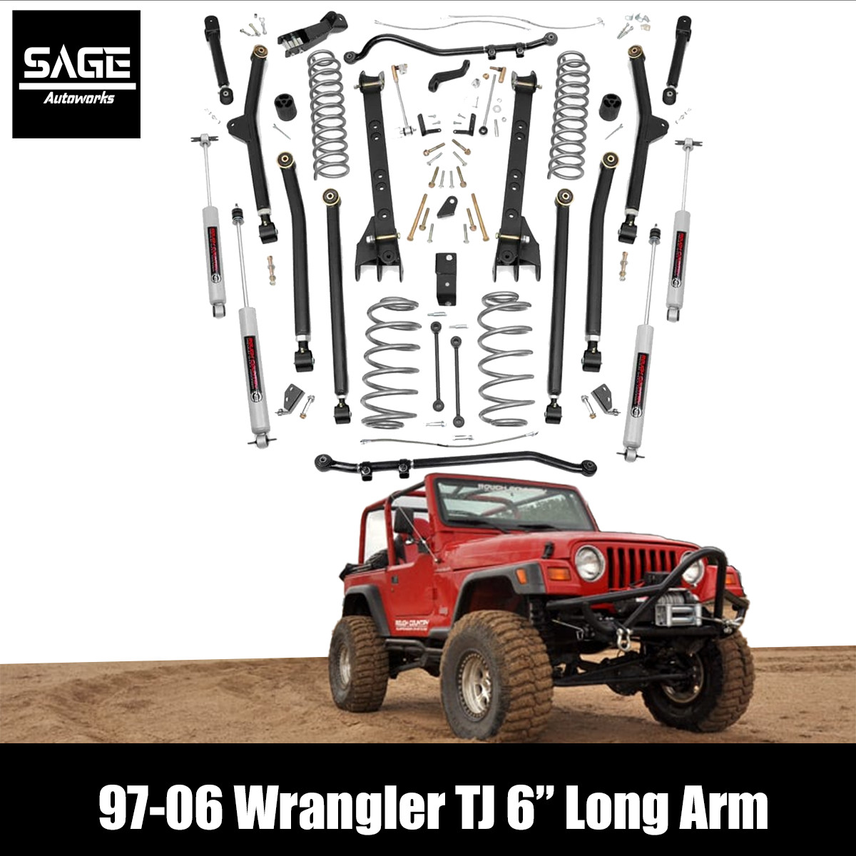 6 Inch Long Arm Lift Kit for 97-06 Jeep Wrangler TJ
