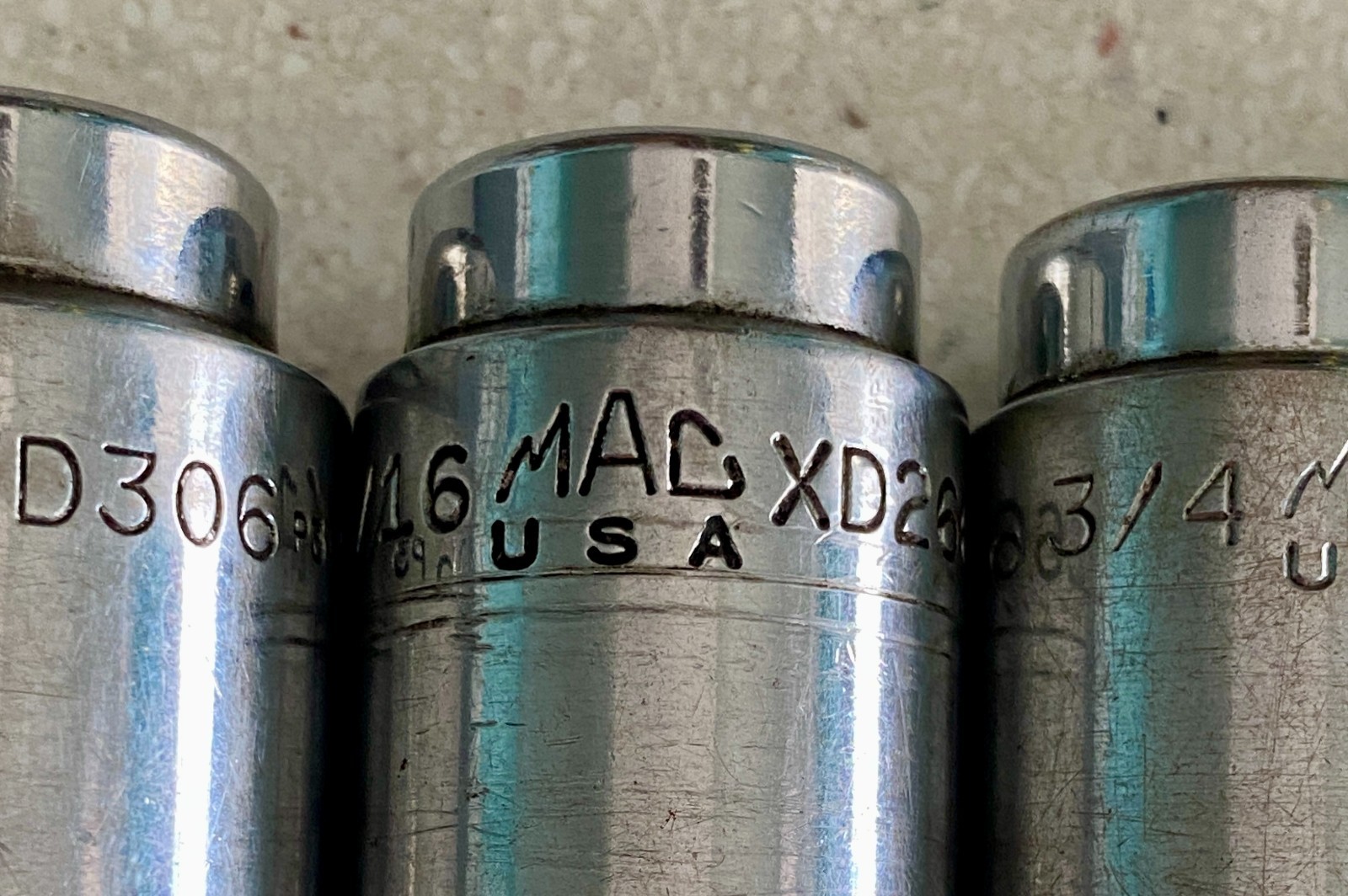 MAC Tools USA SAE 6 Point Deep Sockets 5 Pc Set 11/16 3/4 13/16 7/8 15/16 Used