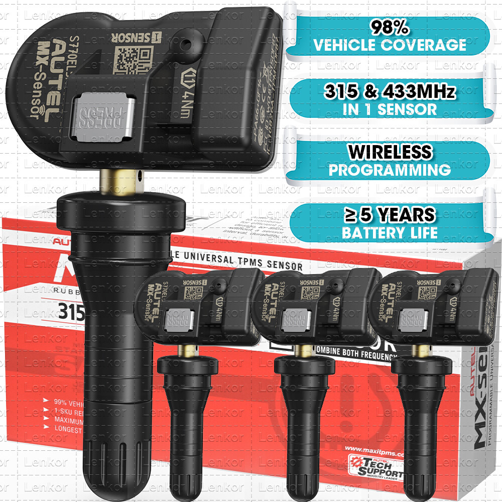 Autel MX-Sensor 433Mhz/315Mhz Program TPMS Sensor Rubber For Tire Pressure 4PCS