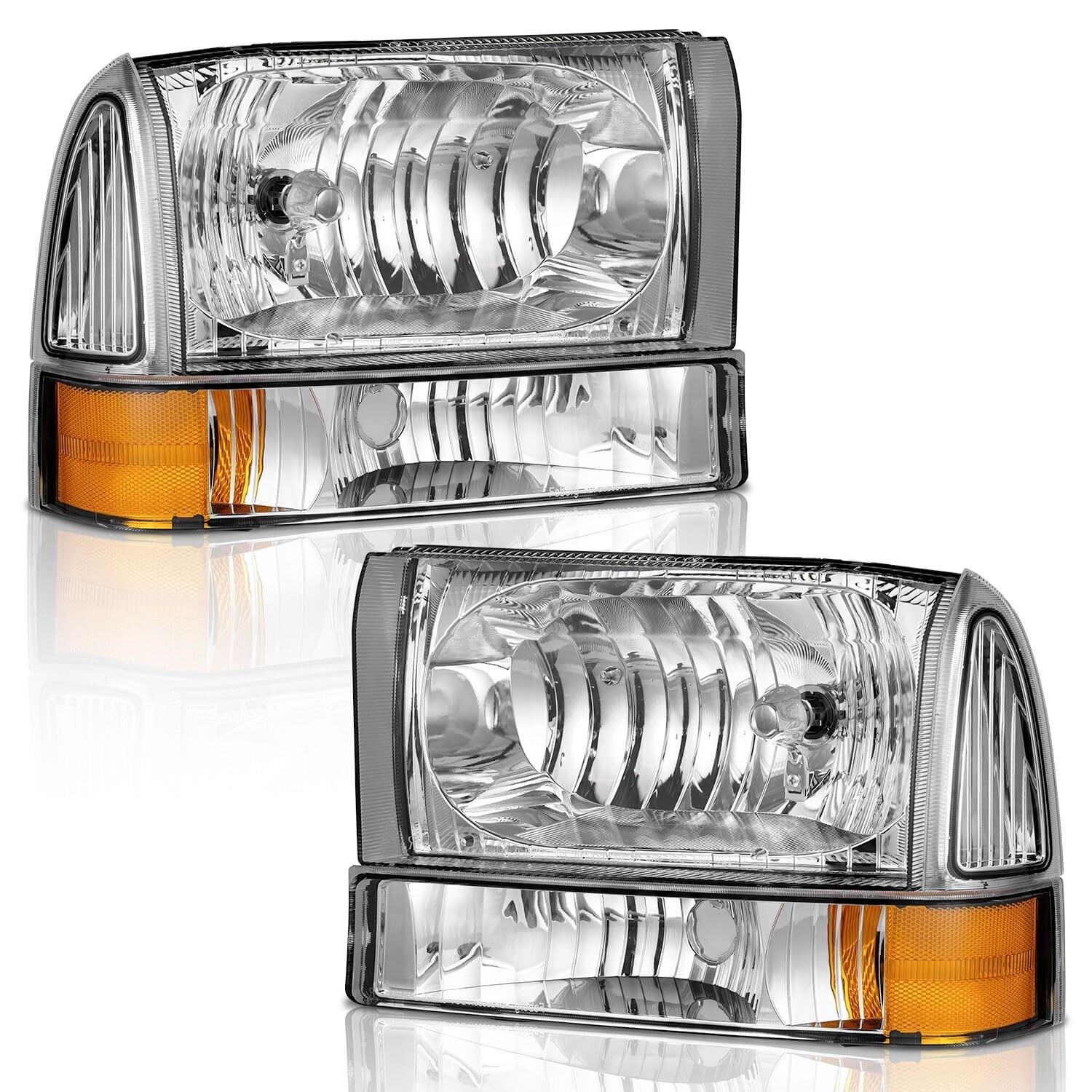 WEELMOTO Headlights For 1999-2004 Ford F250 F350 F450 Super Duty 00-04 Excursion