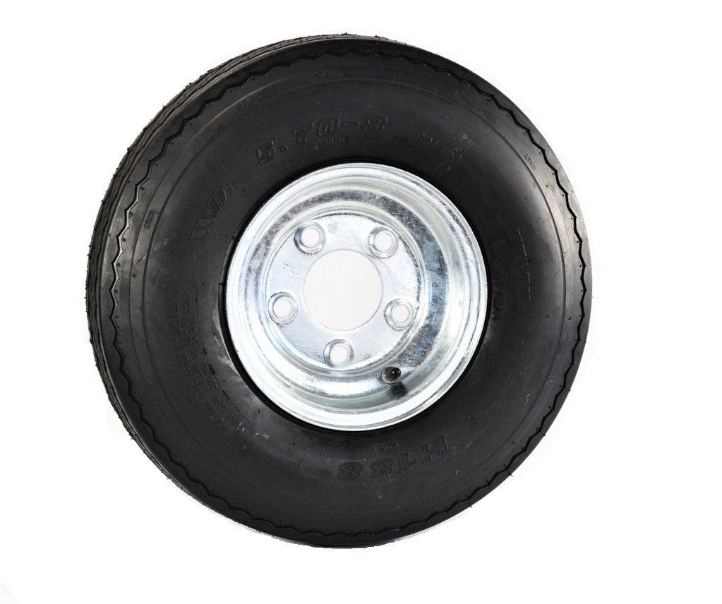 Trailer Tire Rim Assembly 5.70-8 570-8 5.70X8 8 Inch LRB 5 Lug Galvanized Wheel