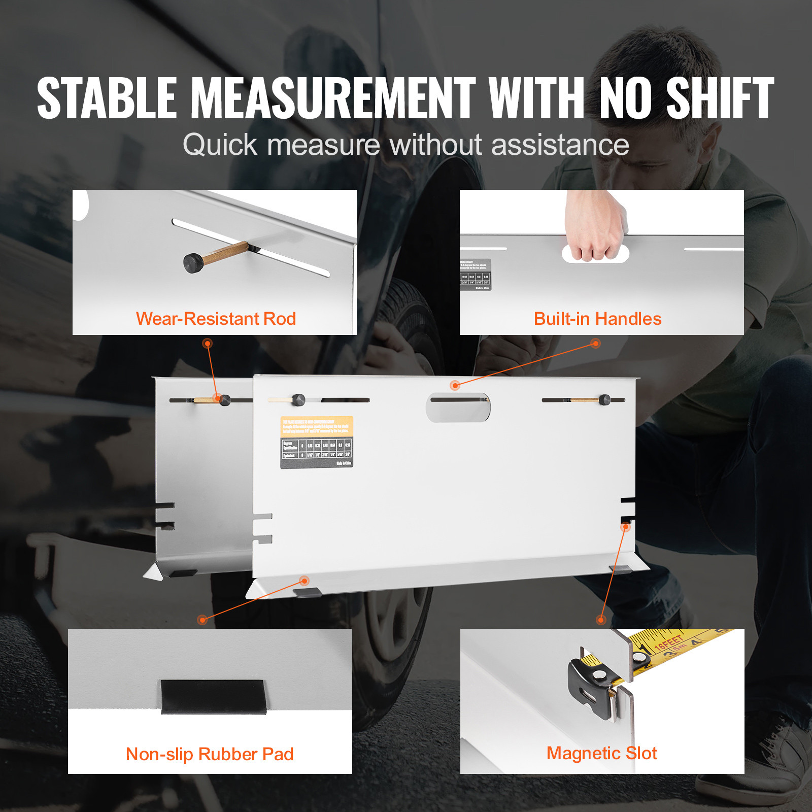 VEVOR Wheel Alignment Tool Toe Plates Accurate Measure Tape And Conversion Chart