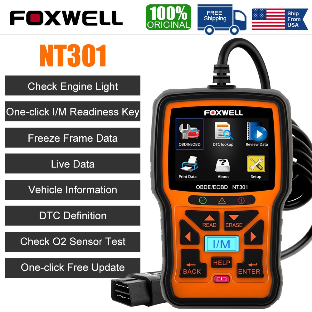 Foxwell NT301 OBD2 Scanner car enginee Diagnostic Scan Service Tool Code Reader