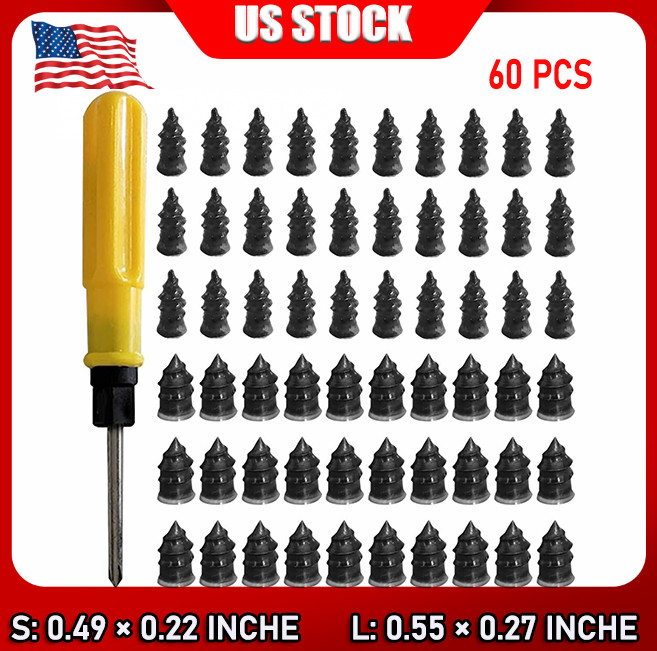 60PCS Car Vacuum Tire Repair Nail Rubber Screw Nails+ Screwdriver Tool Set w/Box
