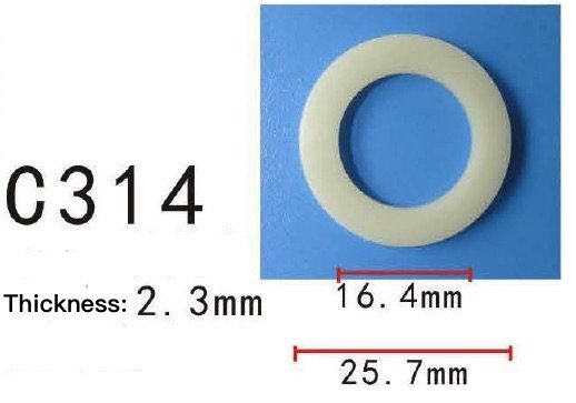 20Pcs Car Nylon Plastic Washer O Ring Seal 16mm 5/8″ ID / 25.4mm 1″ OD